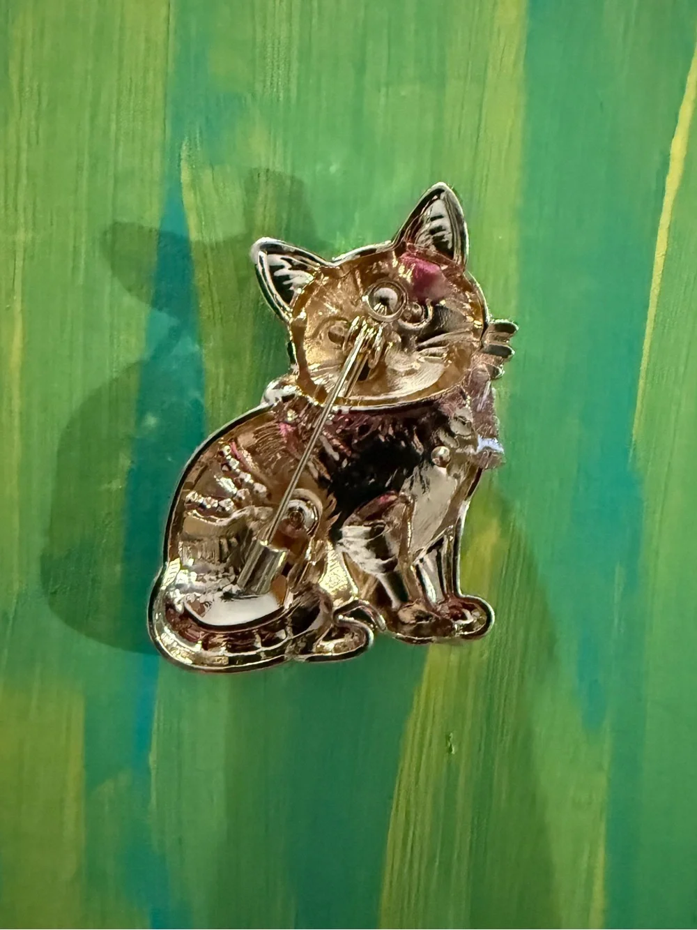 Gold & Black Cat Enamel Pin Brooch - Elegant Cat Accessory